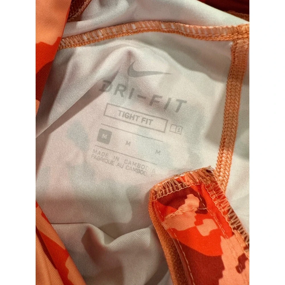 Nike Icon Clash Dri-FIT Womens Red Orange Camo‎ Crop Leggings Zip Front Medium